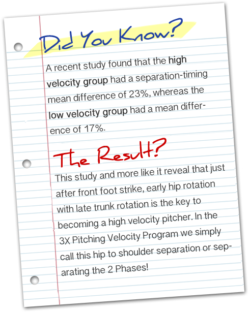 A recent study found that the high velocity group had a separation-timing mean difference of 23%, whereas the low velocity group had a mean difference of 17%.